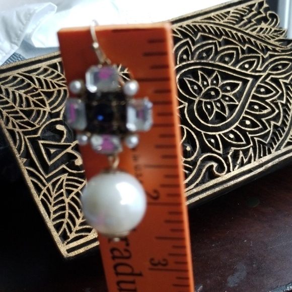 Express earrings with perl, white/blue diamond - Picture 3 of 3